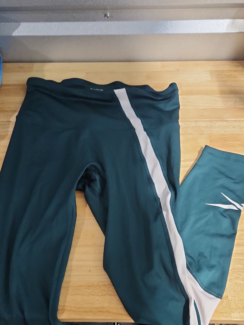 Reebok Forest Green Leggings with White Side Stripe